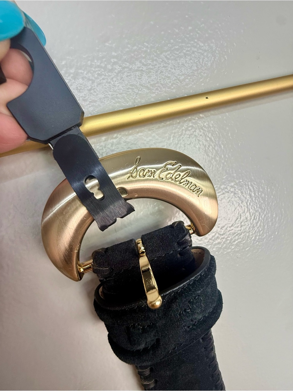 Sam Edelman Black Suede Belt with Gold Buckle New Never used!